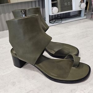 Vince Olive Green Open-Toe Block Heel Sandals